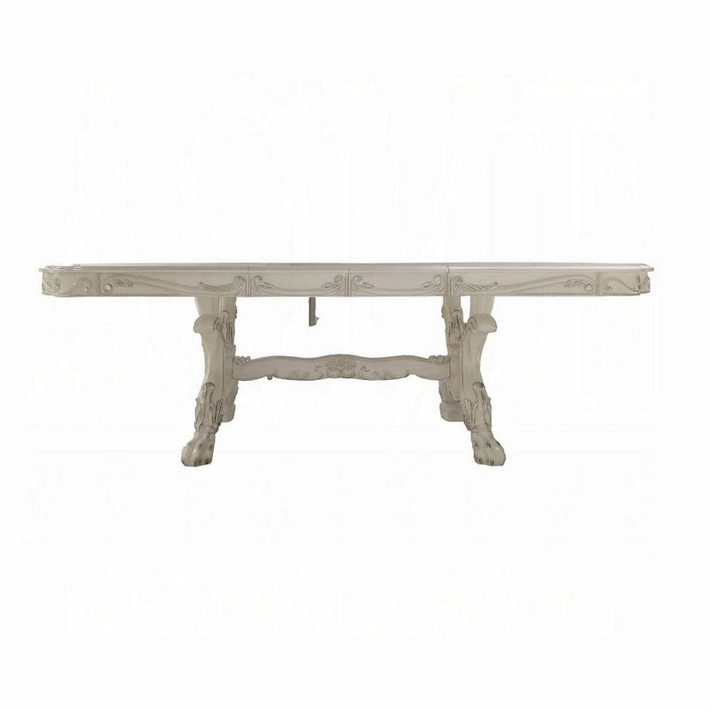 Ally Esstisch, Doppelsäulengestell, Holz in Knochenweiß, 239–345 cm