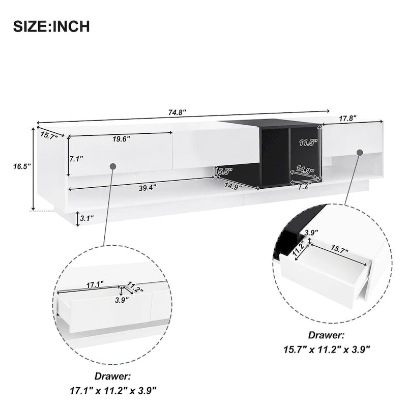 TV-Board 74 mit Stauraum & Fach für Fernseher bis 80 Zoll