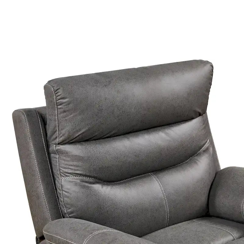 Grauer Dual-Motor-Relaxsessel mit 240°-Drehfunktion, Schaukelfunktion, USB-Anschlüssen und verstellbarer Kopfstütze