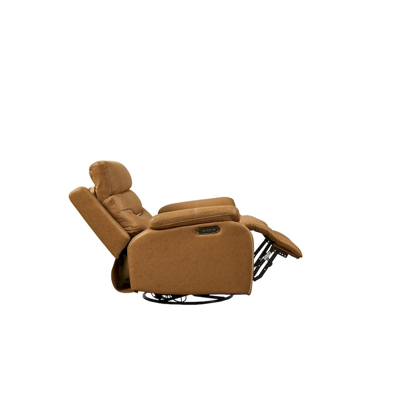 Grauer Dual-Motor-Relaxsessel mit 240°-Drehfunktion, Schaukelfunktion, USB-Anschlüssen und verstellbarer Kopfstütze