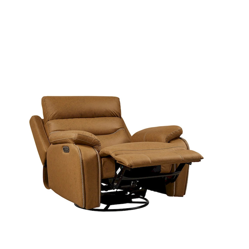 Grauer Dual-Motor-Relaxsessel mit 240°-Drehfunktion, Schaukelfunktion, USB-Anschlüssen und verstellbarer Kopfstütze