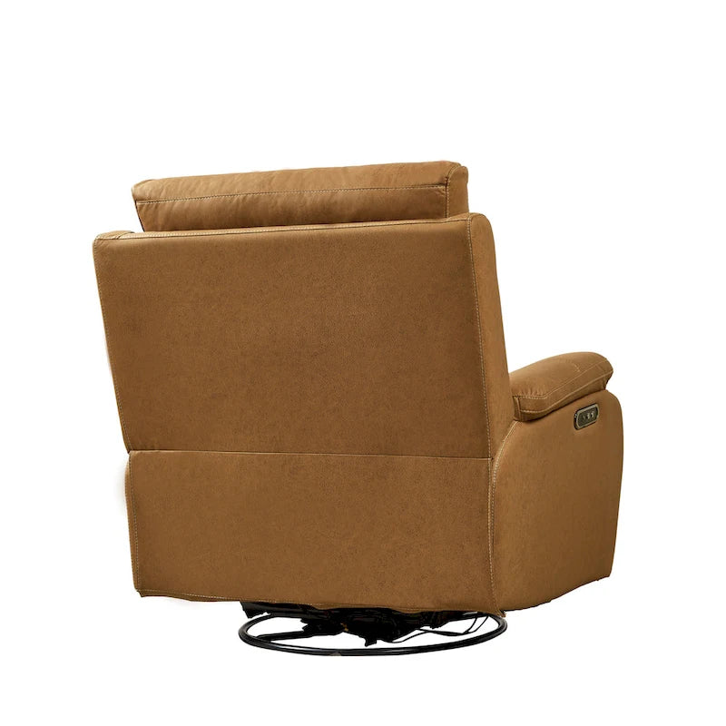 Grauer Dual-Motor-Relaxsessel mit 240°-Drehfunktion, Schaukelfunktion, USB-Anschlüssen und verstellbarer Kopfstütze