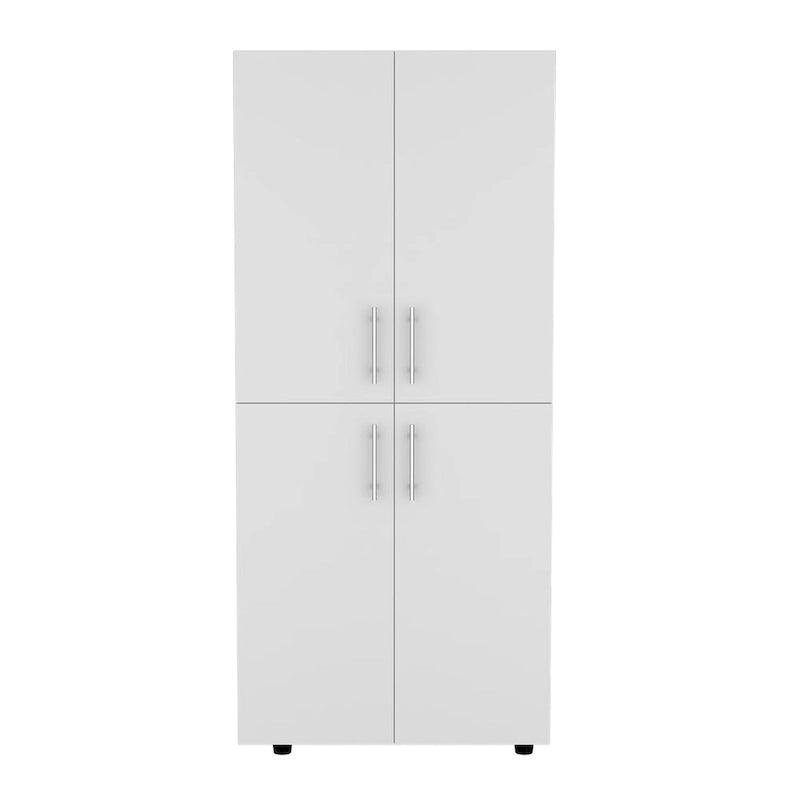 31,5 Zoll moderner viertüriger Kleiderschrank mit sechs Einlegeböden und zwei Kleiderstangen für das Schlafzimmer