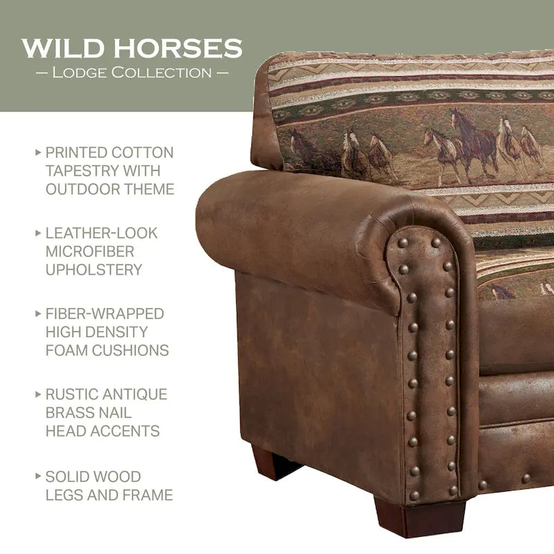 American Furniture Classics Modell 8501-00-40 Wild Horses Armsessel mit passendem Fußhocker