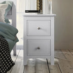 Solid Wood Nightstand with Tapered Wooden Legs