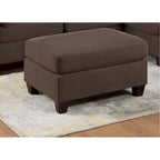 Linen Like Fabric Ottoman with Wooden Legs