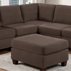 Linen Like Fabric Ottoman with Wooden Legs