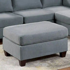 Linen Like Fabric Ottoman with Wooden Legs
