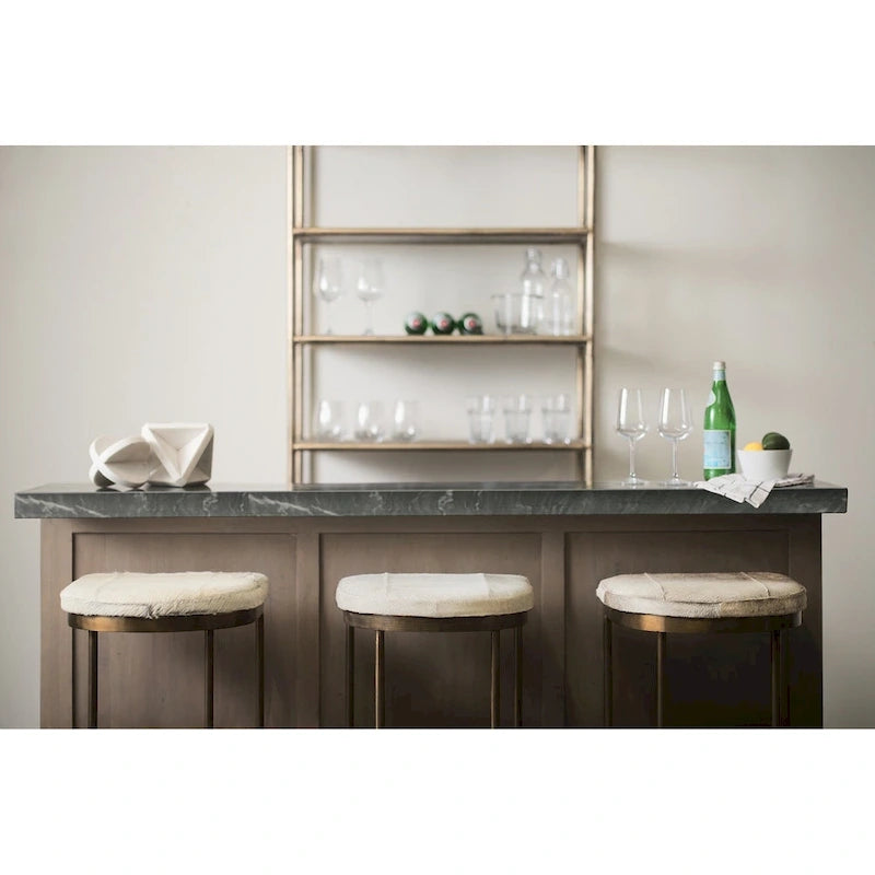 Genuine Leather Seat with Nickel Metal Frame Counter Stool