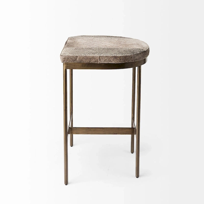 Genuine Leather Seat with Nickel Metal Frame Counter Stool