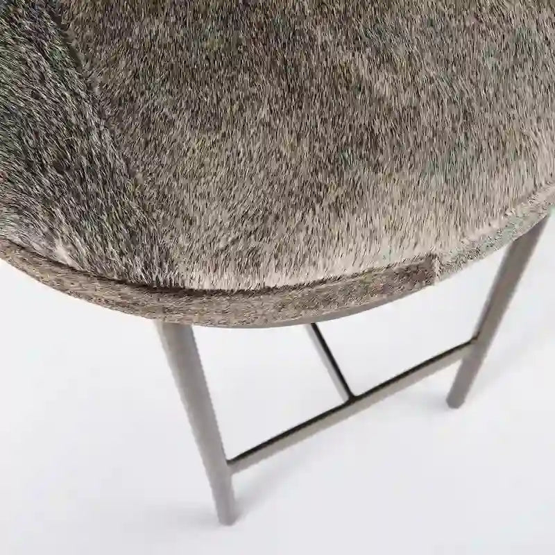 Genuine Leather Seat with Nickel Metal Frame Counter Stool