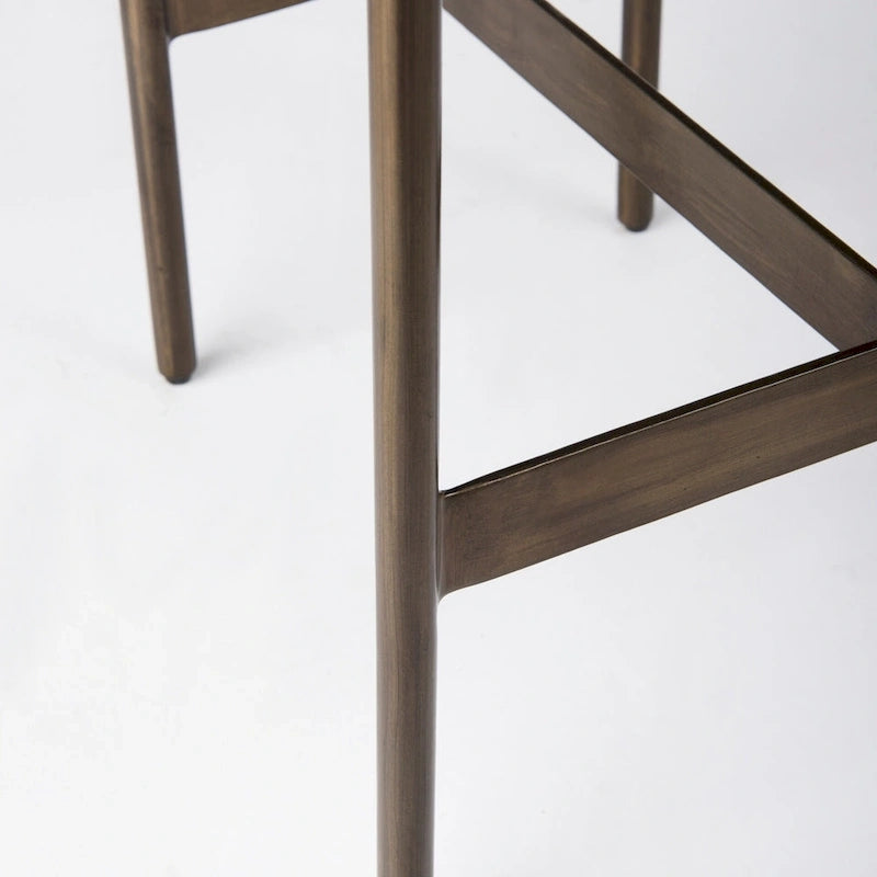 Genuine Leather Seat with Nickel Metal Frame Counter Stool
