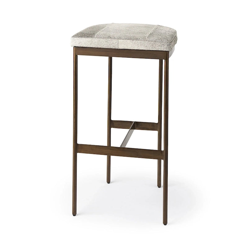 Genuine Leather Seat with Nickel Metal Frame Counter Stool
