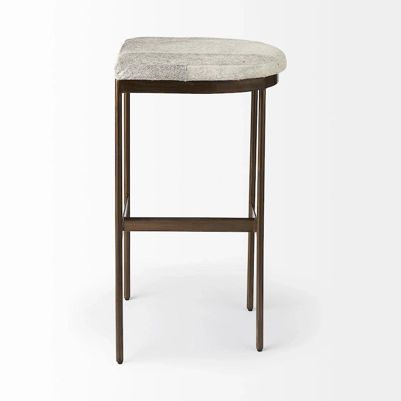 Genuine Leather Seat with Nickel Metal Frame Counter Stool
