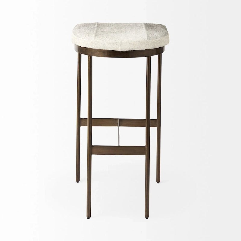 Genuine Leather Seat with Nickel Metal Frame Counter Stool
