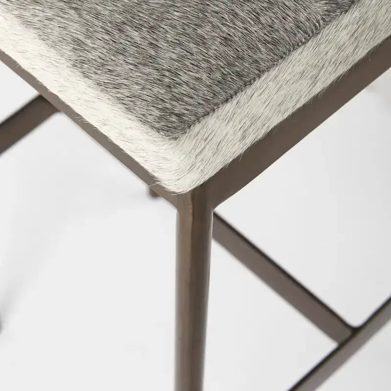 Genuine Leather Seat with Nickel Metal Frame Counter Stool