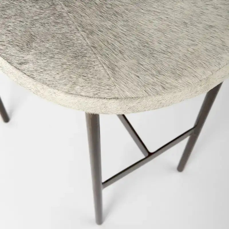 Genuine Leather Seat with Nickel Metal Frame Counter Stool