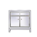 29 in. Antique Mirrored Cabinet with Clear Crystal Knobs