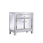 29 in. Antique Mirrored Cabinet with Clear Crystal Knobs
