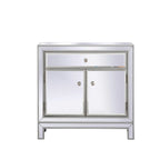 29 in. Antique Mirrored Cabinet with Clear Crystal Knobs