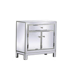 29 in. Antique Mirrored Cabinet with Clear Crystal Knobs