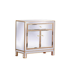 29 in. Antique Mirrored Cabinet with Clear Crystal Knobs
