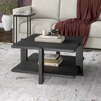 34.66 Wide Square Wood-Look Coffee Table with Lower Shelf