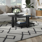 34.66 Wide Square Wood-Look Coffee Table with Lower Shelf