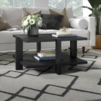 34.66 Wide Square Wood-Look Coffee Table with Lower Shelf