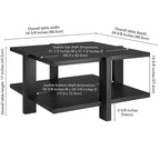 34.66 Wide Square Wood-Look Coffee Table with Lower Shelf