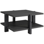 34.66 Wide Square Wood-Look Coffee Table with Lower Shelf