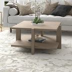 34.66 Wide Square Wood-Look Coffee Table with Lower Shelf