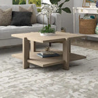 34.66 Wide Square Wood-Look Coffee Table with Lower Shelf