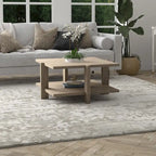 34.66 Wide Square Wood-Look Coffee Table with Lower Shelf