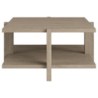 34.66 Wide Square Wood-Look Coffee Table with Lower Shelf