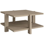 34.66 Wide Square Wood-Look Coffee Table with Lower Shelf