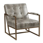 Poltrona lounge in finta pelle con struttura in metallo