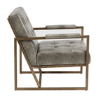 Poltrona lounge in finta pelle con struttura in metallo
