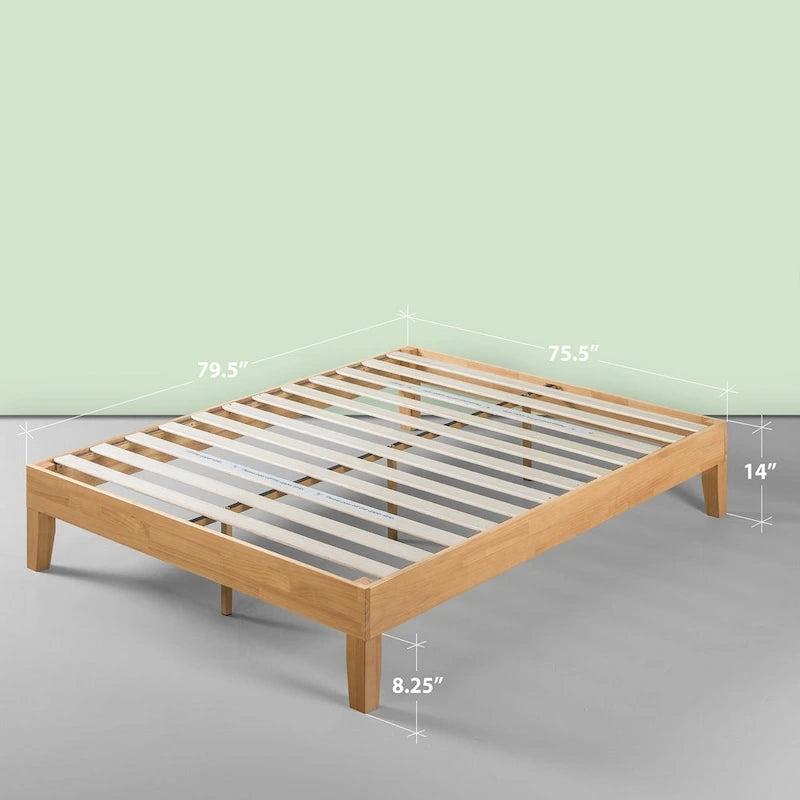 Deluxe Solid Pine Wood 14-inch Platform Bed