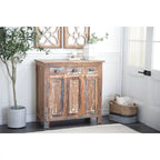 Brown Wood Handmade Cabinet with Rustic Finish
