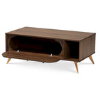 Couchtisch aus Holz im Mid-Century-Stil in Nussbaumbraun und Gold-Finish