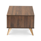 Couchtisch aus Holz im Mid-Century-Stil in Nussbaumbraun und Gold-Finish