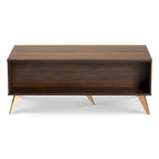 Couchtisch aus Holz im Mid-Century-Stil in Nussbaumbraun und Gold-Finish
