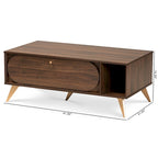 Couchtisch aus Holz im Mid-Century-Stil in Nussbaumbraun und Gold-Finish