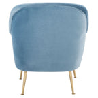 Poltrona in velluto con gambe in metallo dorato - 74,9 L x 78 P x 83,6 A cm - 76,2 L x 78,7 P x 83,8 A cm