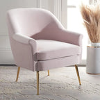 Poltrona in velluto con gambe in metallo dorato - 74,9 L x 78 P x 83,6 A cm - 76,2 L x 78,7 P x 83,8 A cm
