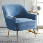 Poltrona in velluto con gambe in metallo dorato - 74,9 L x 78 P x 83,6 A cm - 76,2 L x 78,7 P x 83,8 A cm