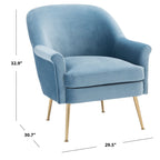 Poltrona in velluto con gambe in metallo dorato - 74,9 L x 78 P x 83,6 A cm - 76,2 L x 78,7 P x 83,8 A cm