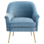 Poltrona in velluto con gambe in metallo dorato - 74,9 L x 78 P x 83,6 A cm - 76,2 L x 78,7 P x 83,8 A cm