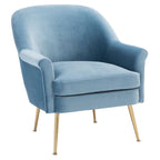 Poltrona in velluto con gambe in metallo dorato - 74,9 L x 78 P x 83,6 A cm - 76,2 L x 78,7 P x 83,8 A cm